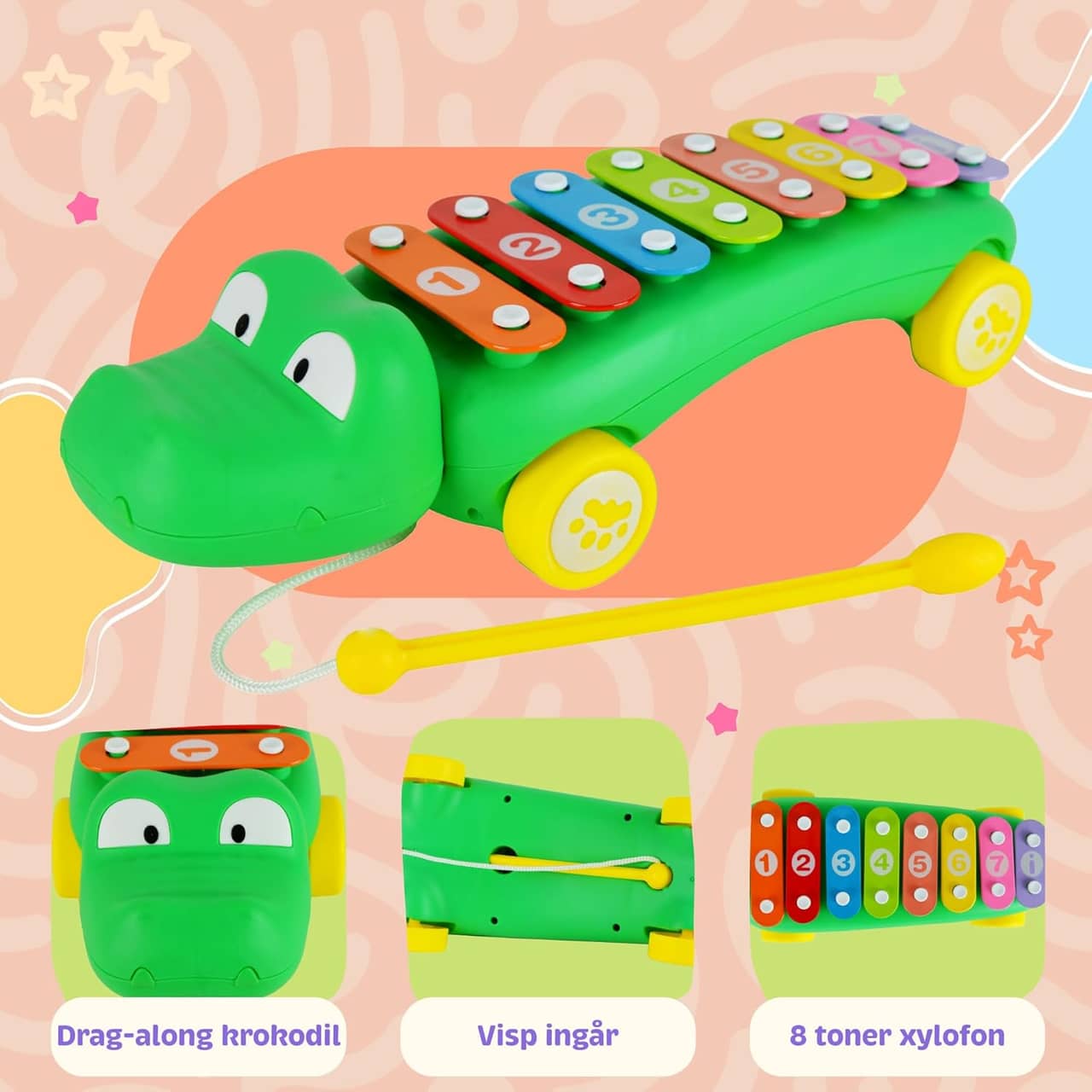 Little Star Crocodile Pull-Along Xylophone