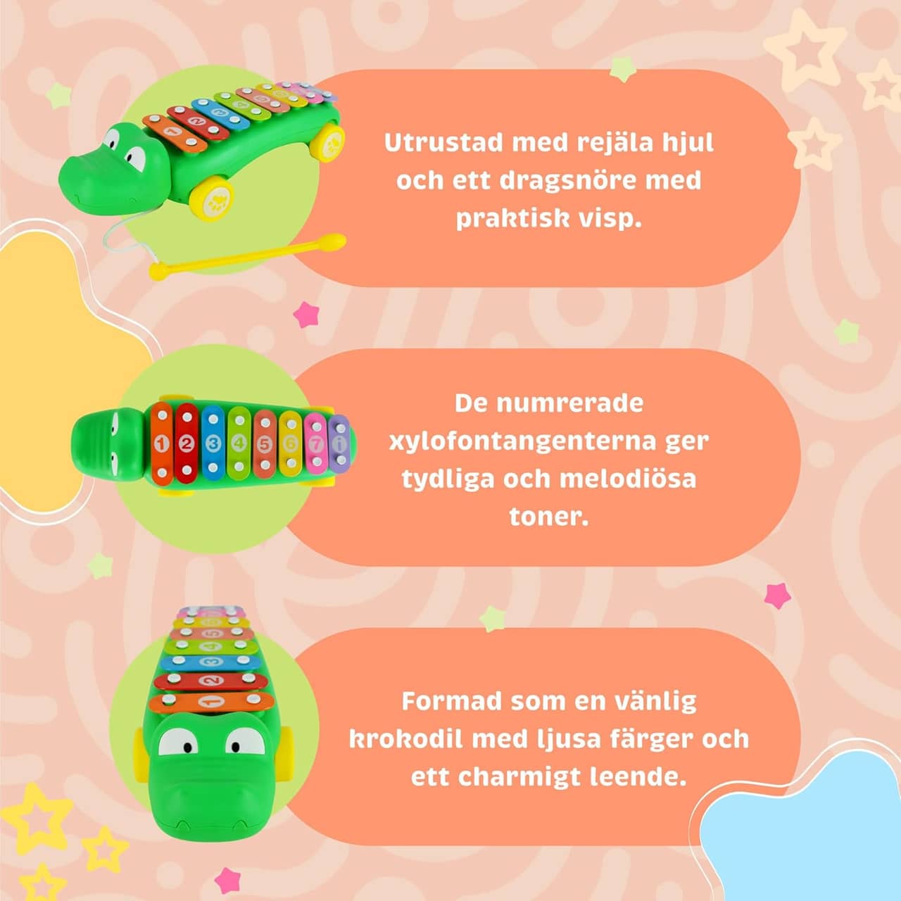 Little Star Crocodile Pull-Along Xylophone