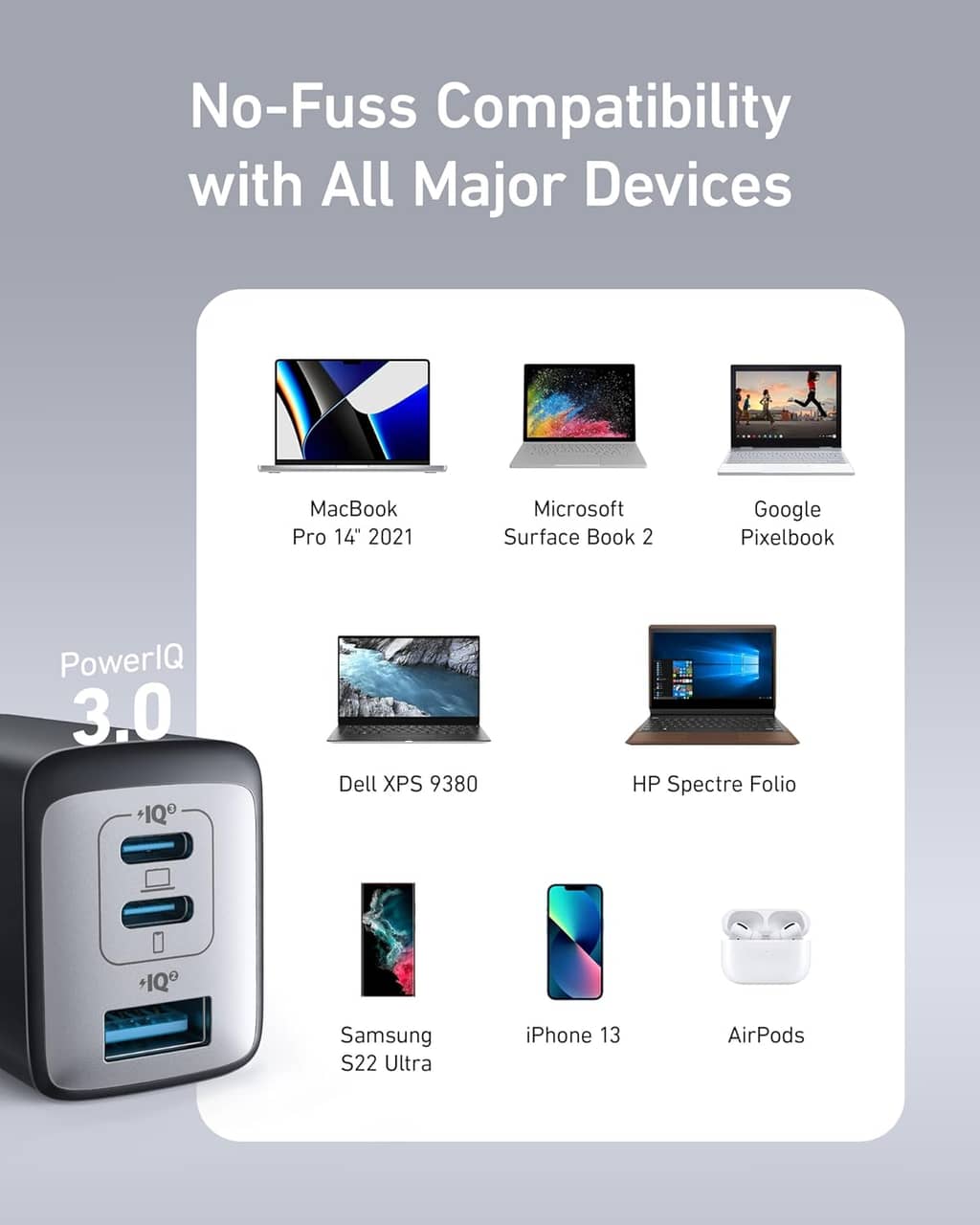 Anker Nano II 65W USB-C-laddare med 3 portar