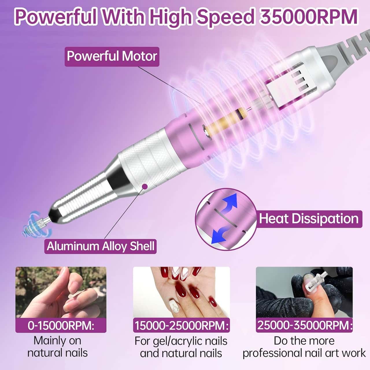 Delanie Professional 35000RPM elektrisk nagelfil