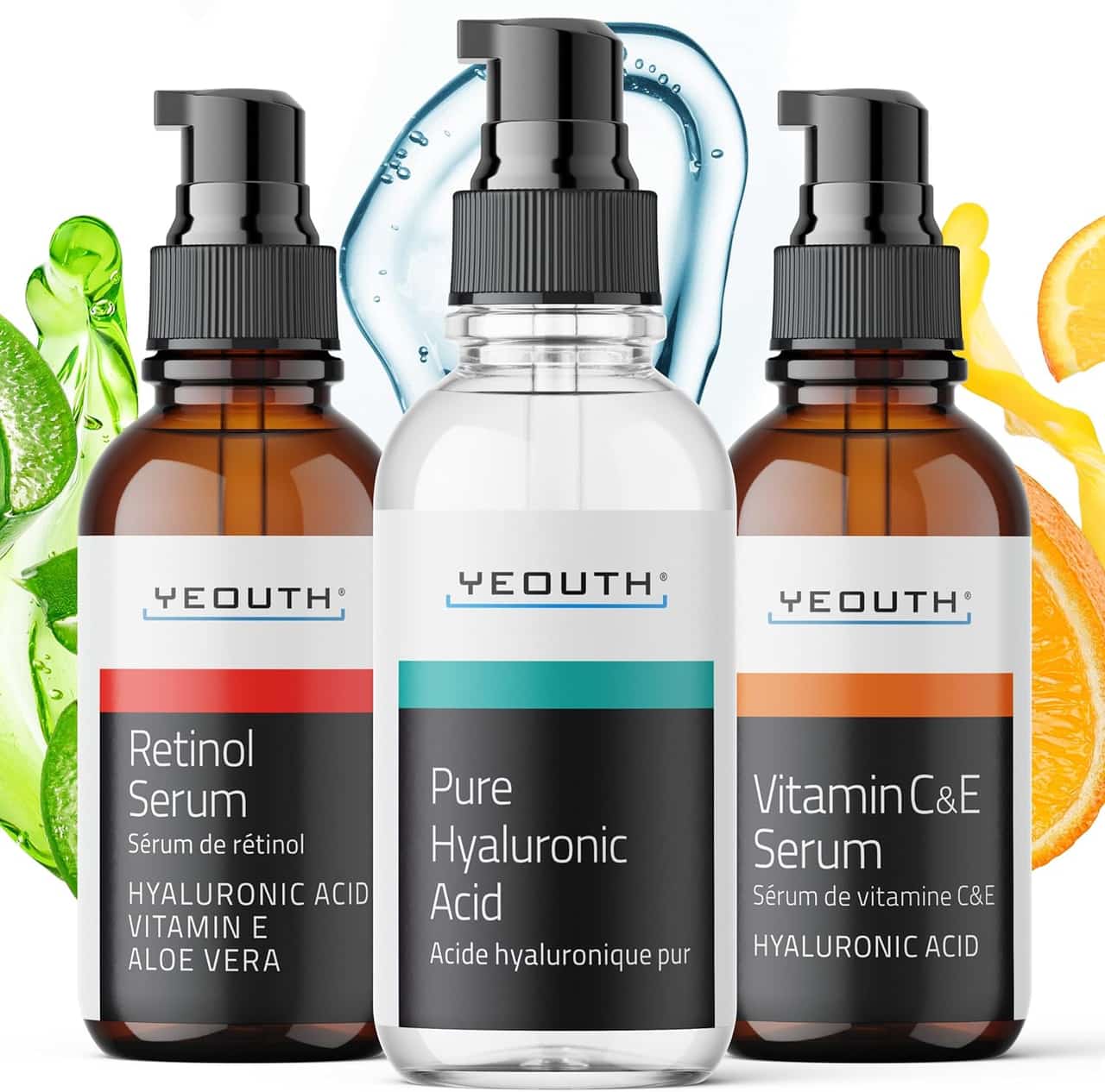 YEOUTH Triple-Action Anti-Aging Serum Set, 3 x 30 ml