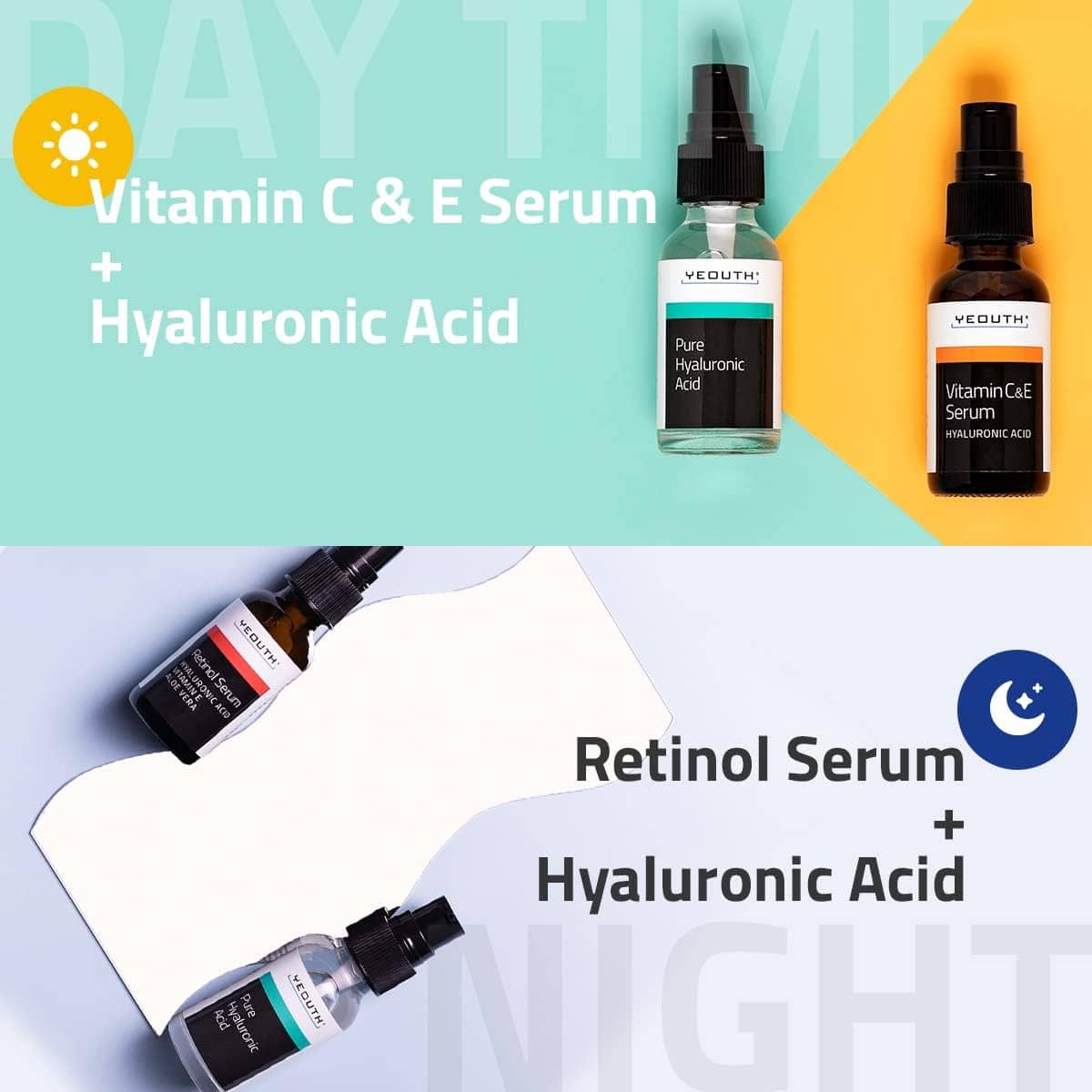 YEOUTH Triple-Action Anti-Aging Serum Set, 3 x 30 ml