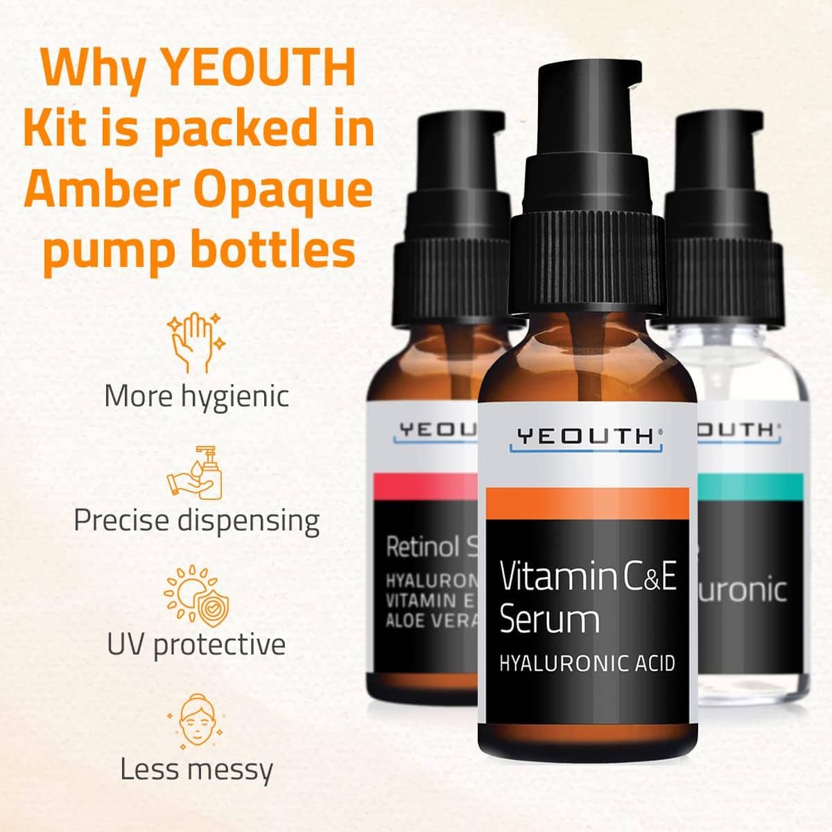 YEOUTH Triple-Action Anti-Aging Serum Set, 3 x 30 ml
