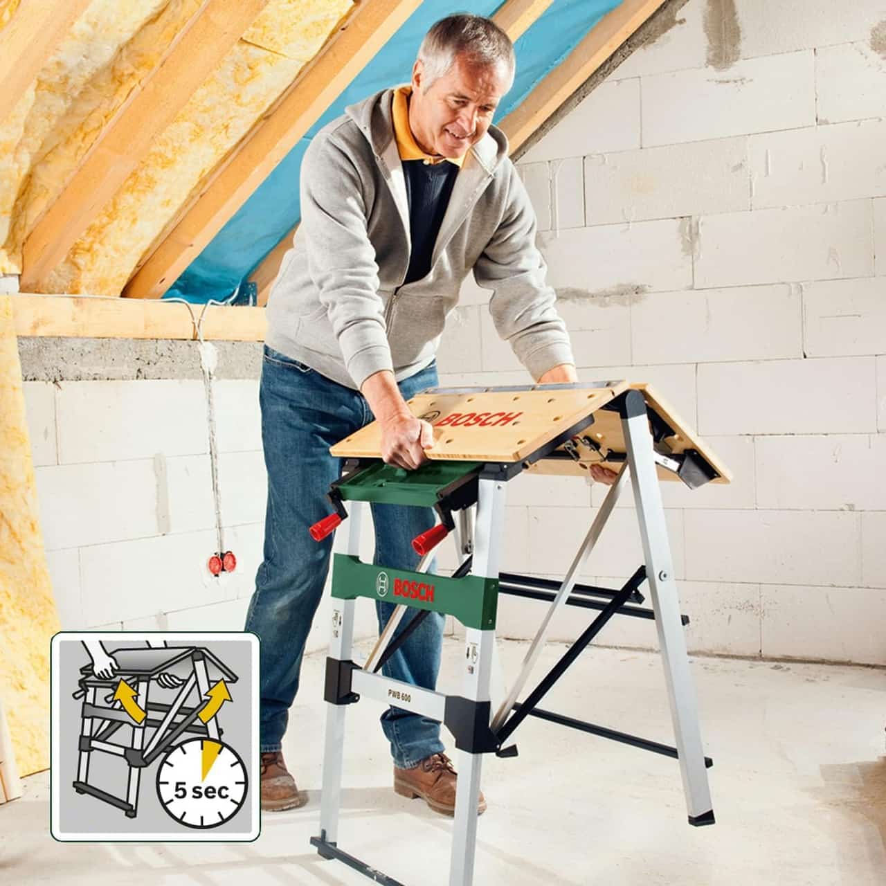 Bosch PWB 600 arbetsbänk med 4 spännbackar