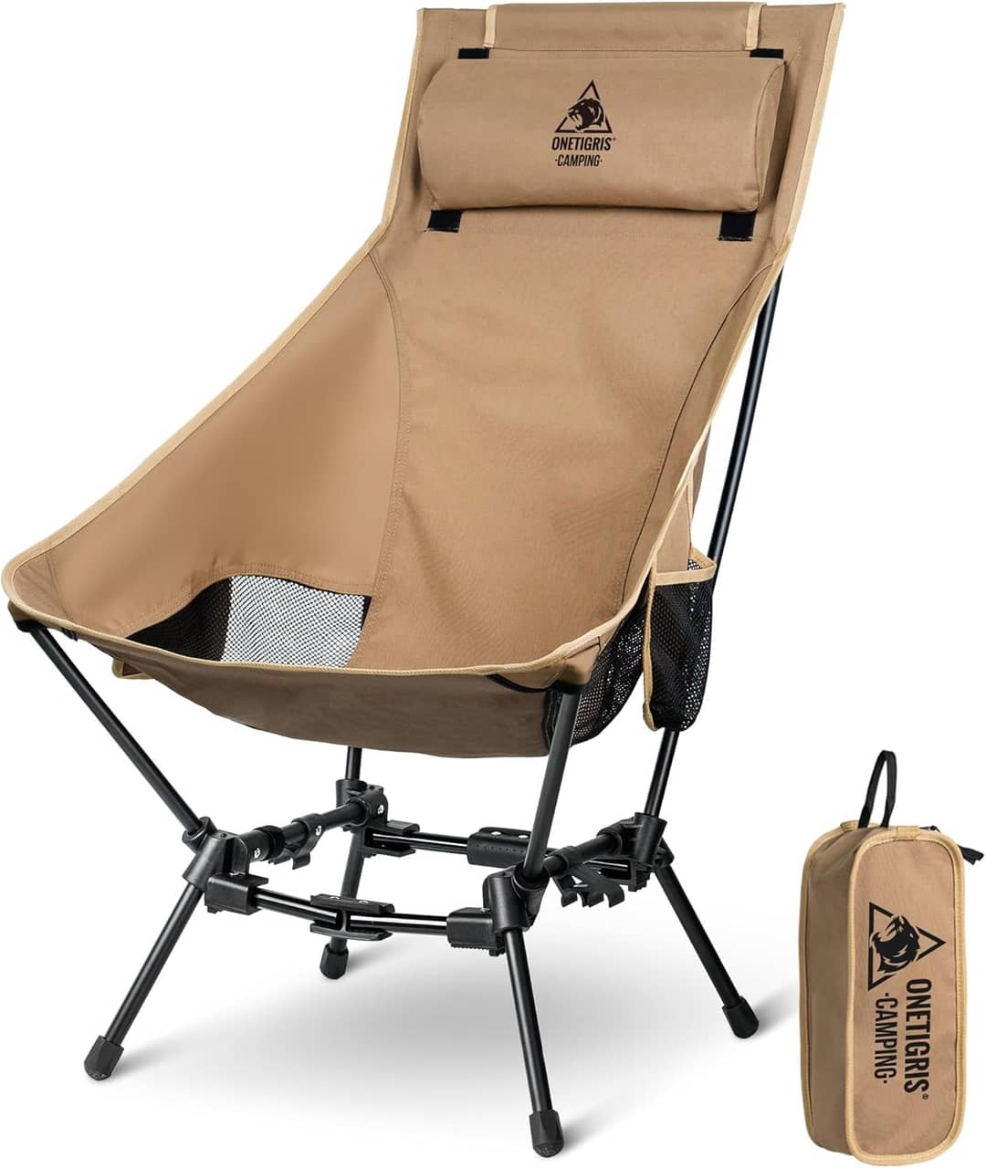 OneTigris DRAGONHIDE hopfällbar campingstol med hög rygg