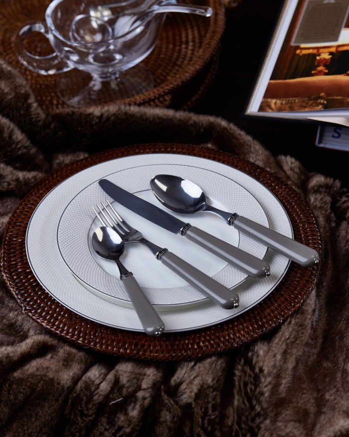 Elegant Grey Pearl 24-Piece Cutlery Set