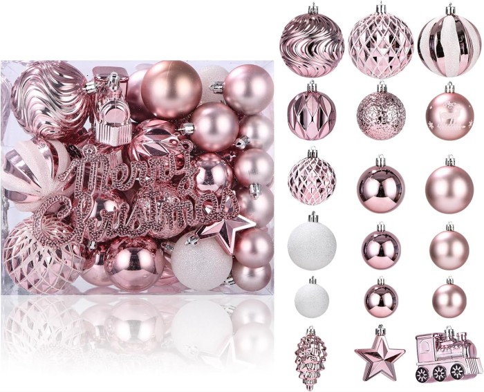 65 Sparkly Matte Christmas Bauble Set