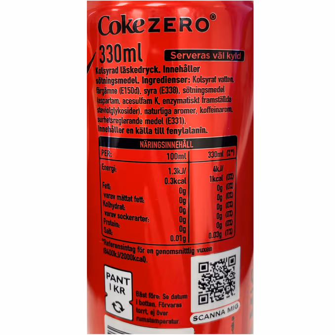 Coca-Cola Zero 20-Pack 330ml Cans