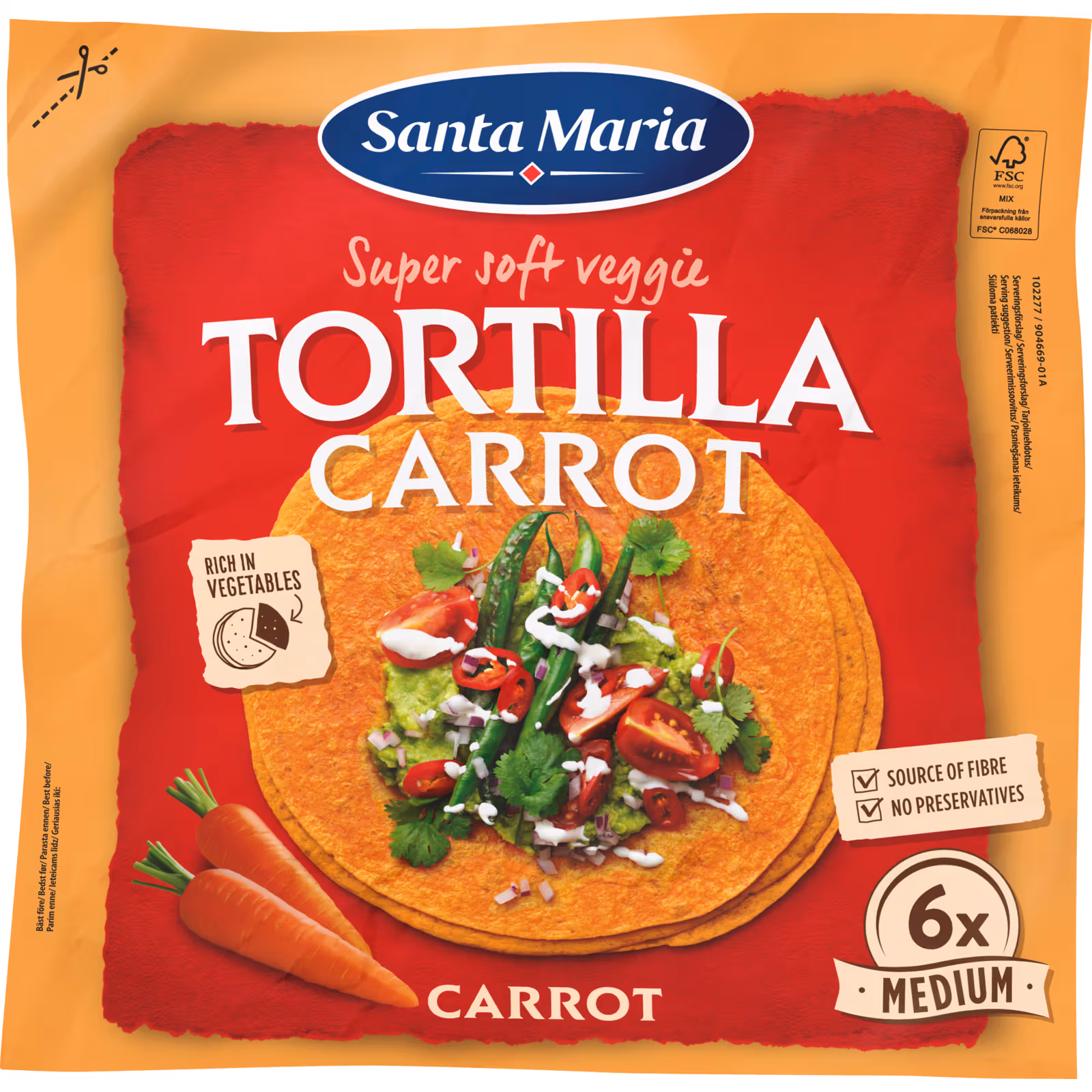 Medium Carrot Tortillas, 240g - Santa Maria

