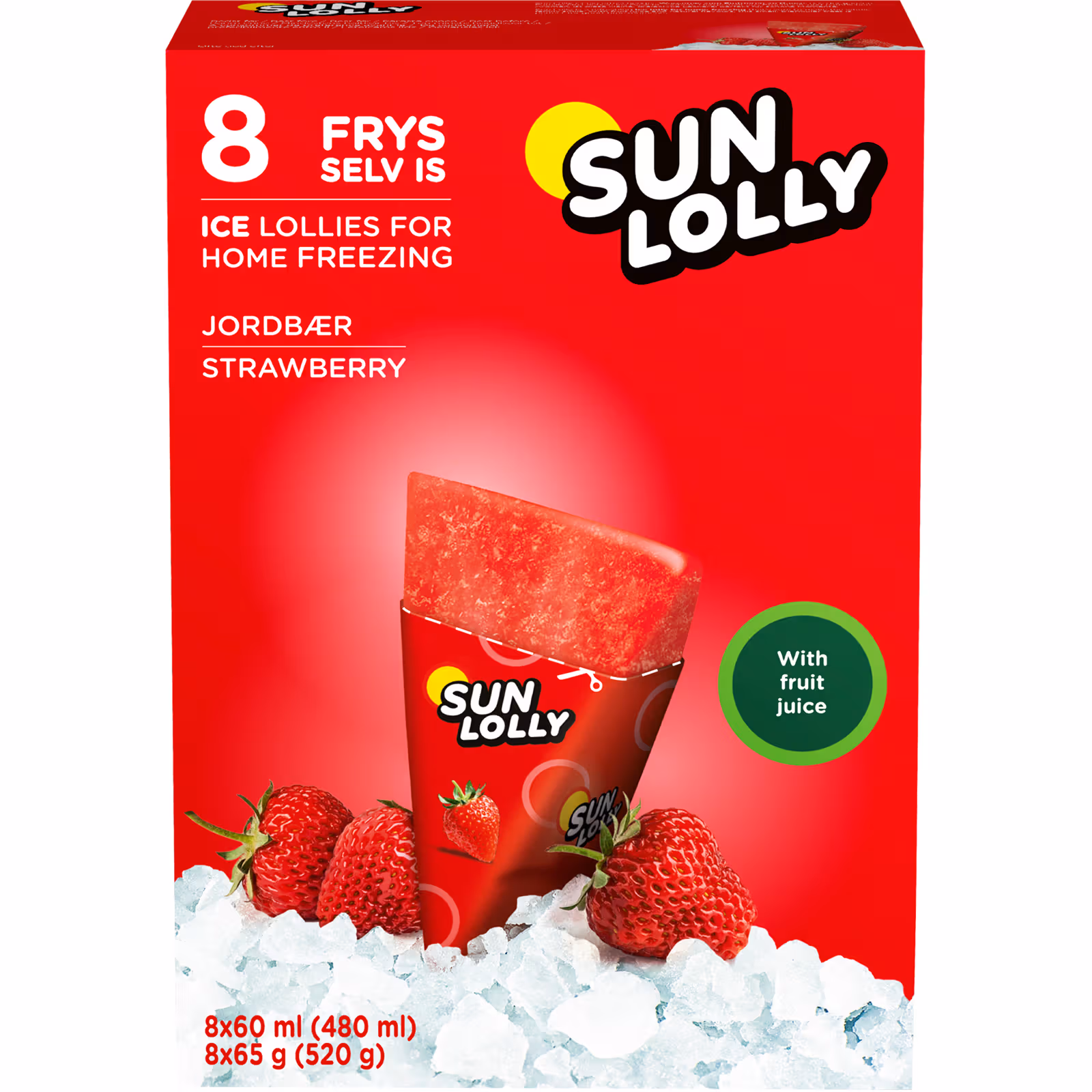 Sun Lolly Isglass Jordgubb 8-pack 65g