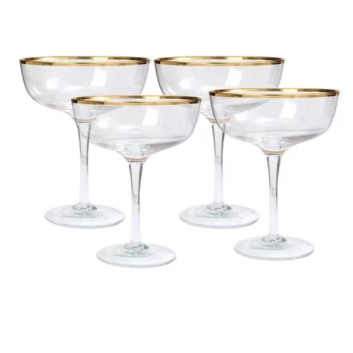 Elegant Gold-Rimmed Champagne Coupe Glasses