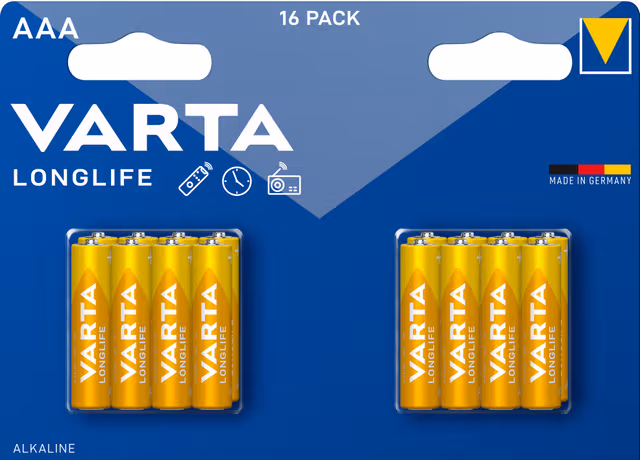 Varta Longlife AAA Batteries, 16-Pack
