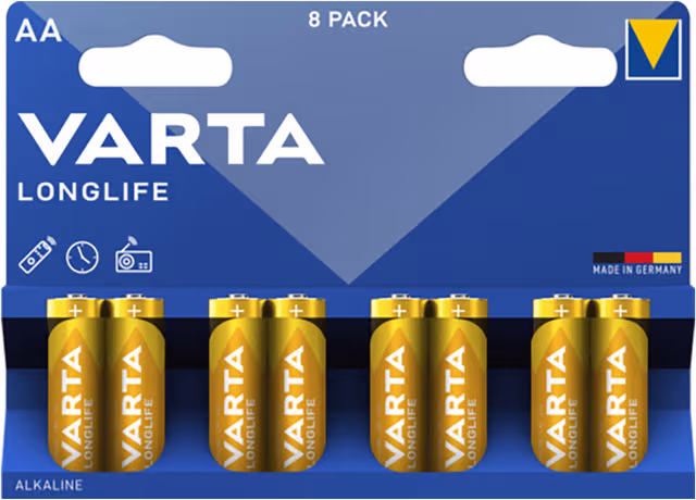 Varta Longlife AA Batteries, 8-Pack