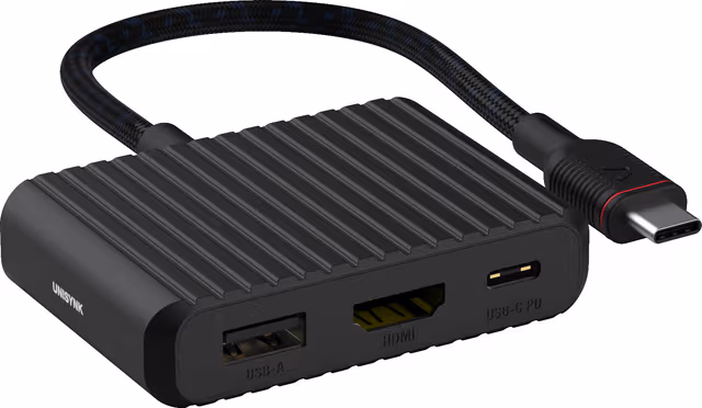 Unisynk 3-Port USB-C Hub, Svart