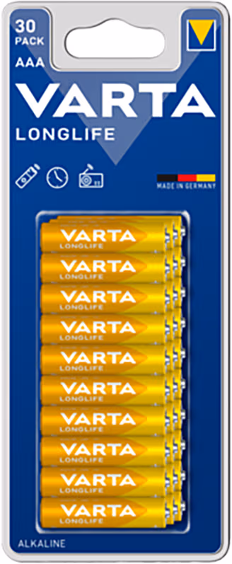 Varta Longlife AAA Batteries, 30-Pack

