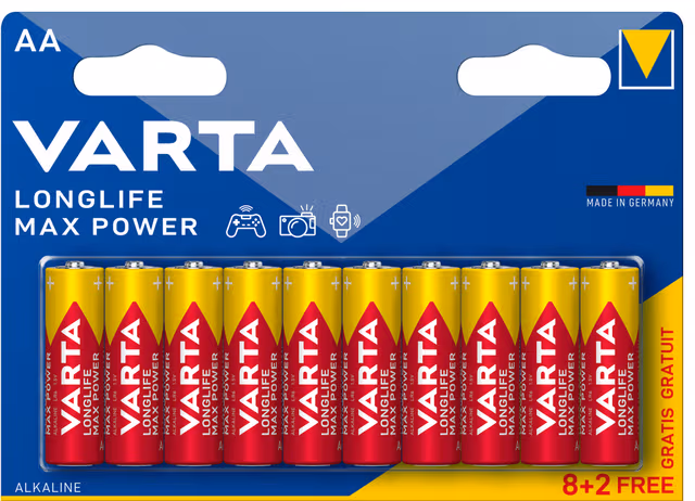 Varta Longlife Max Power AA Batteries, 10-Pack
