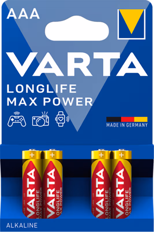 Varta Longlife Max Power AAA Batteries, 4-Pack
