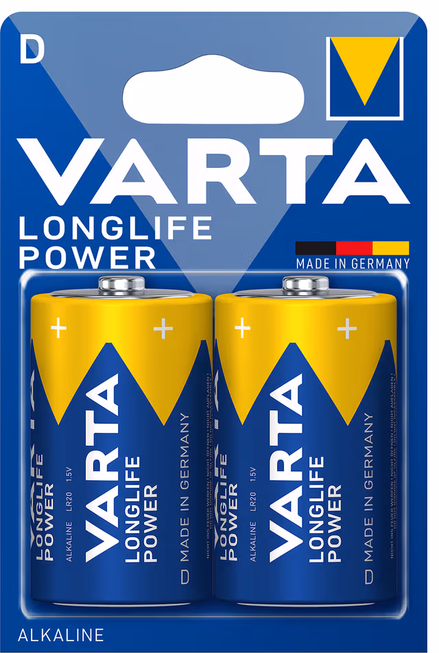 Varta Longlife Power D Batteries, 2-Pack