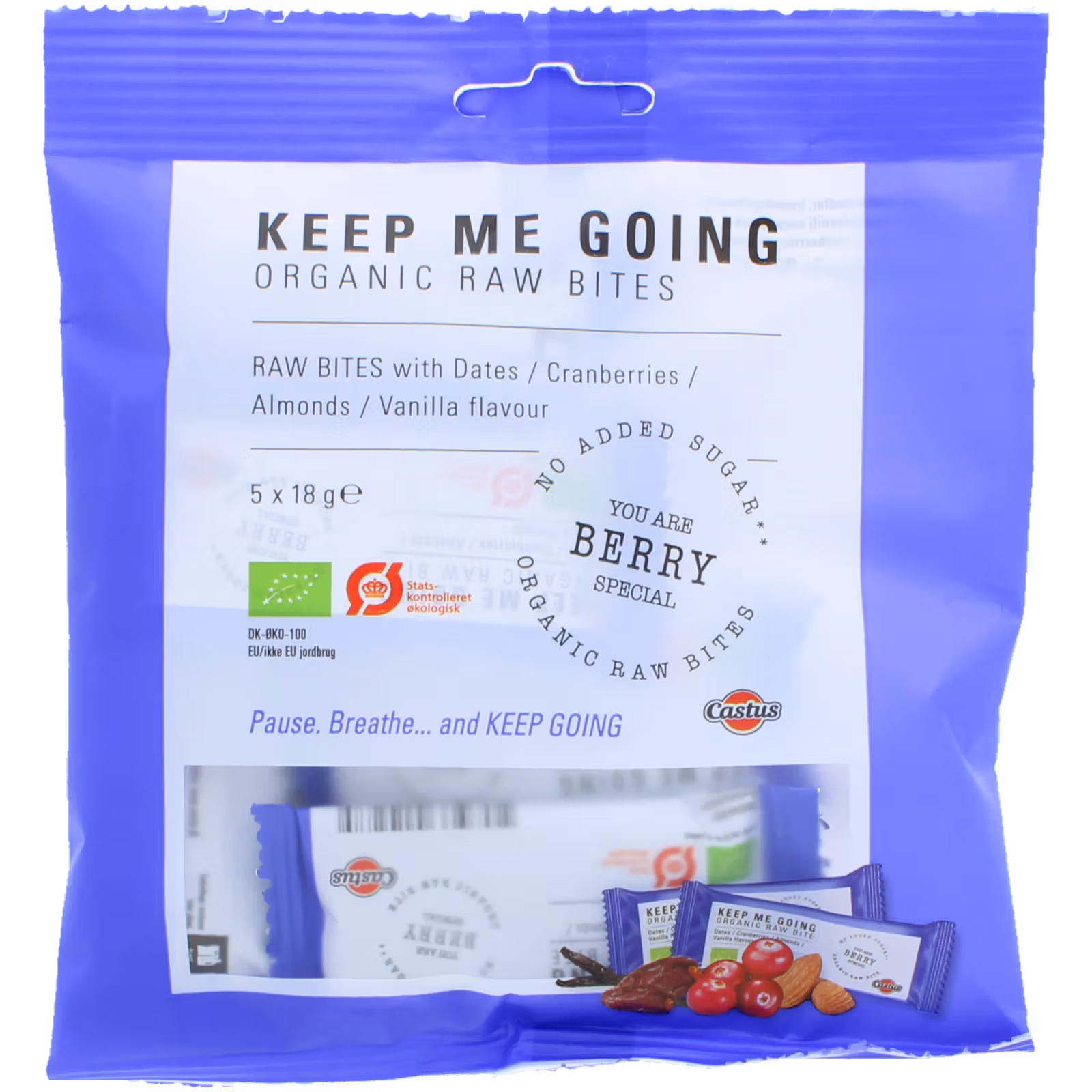 Raw Bites Dates, Cranberries & Almonds, 5x18g
