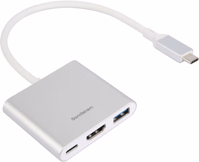 Sandstrøm 3-i-1 USB-C Hub Adapter