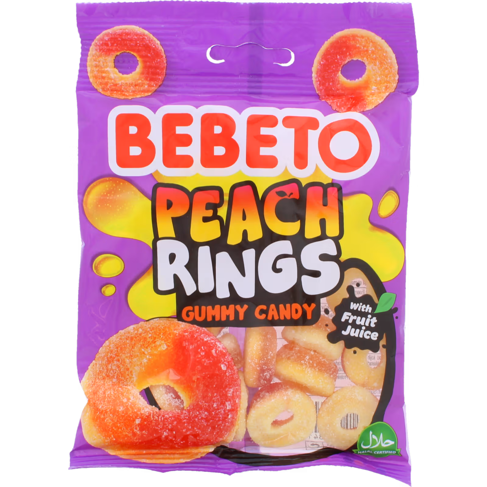 Bebeto Peach Rings Candy, 80g Pack