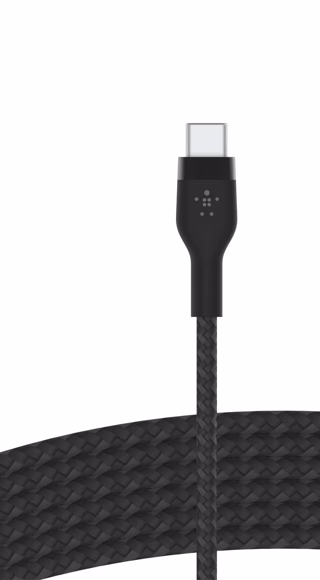 Belkin 3m Flätad USB-C Silikonkabel - Svart