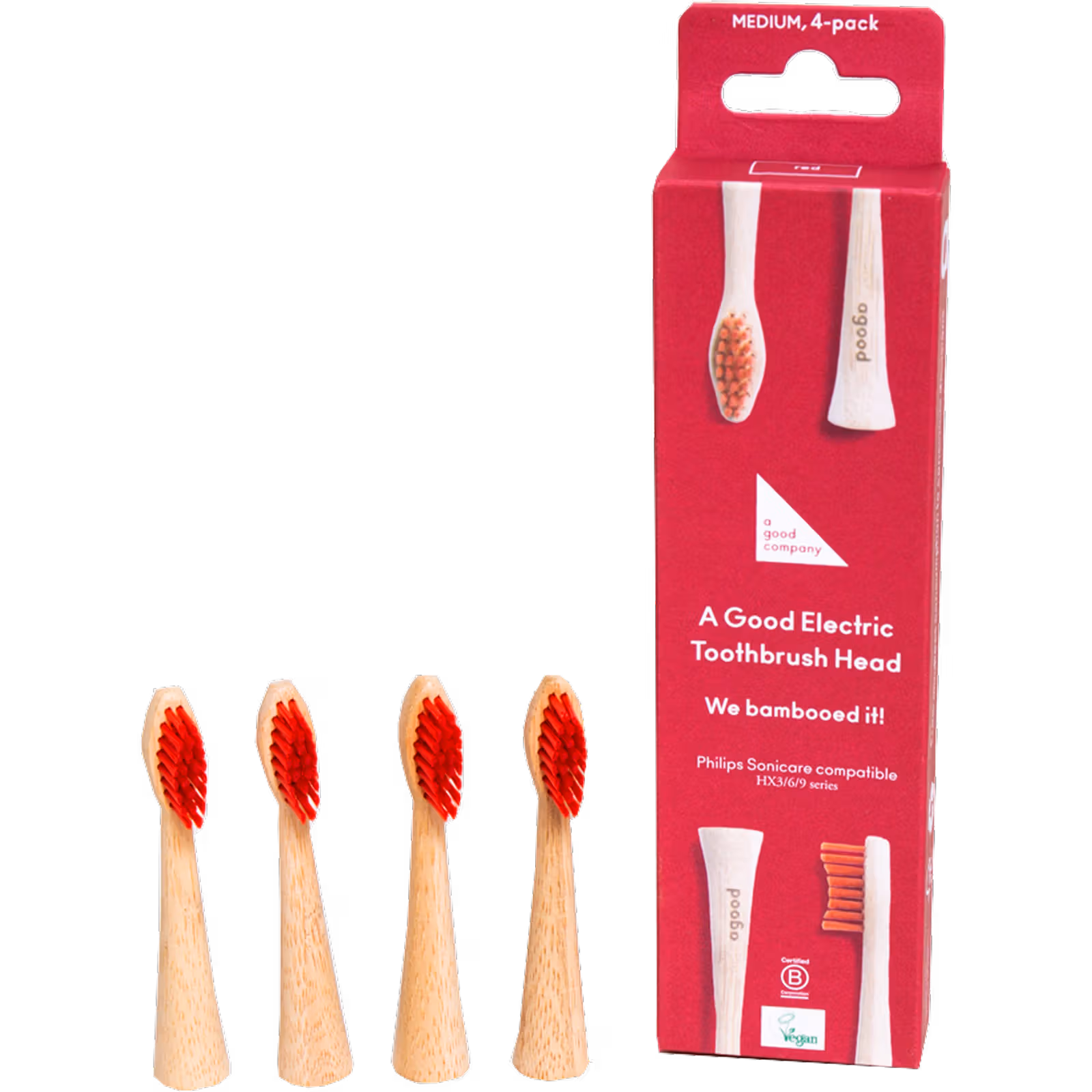 Medium Röda Tandborsthuvuden - 4-pack