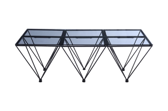 Rökfärgat Glaskristall Soffbord 120 cm Svart