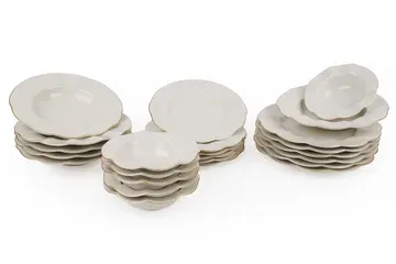 Adine Porslin Middagsservis 24 Delar Crème/Guld