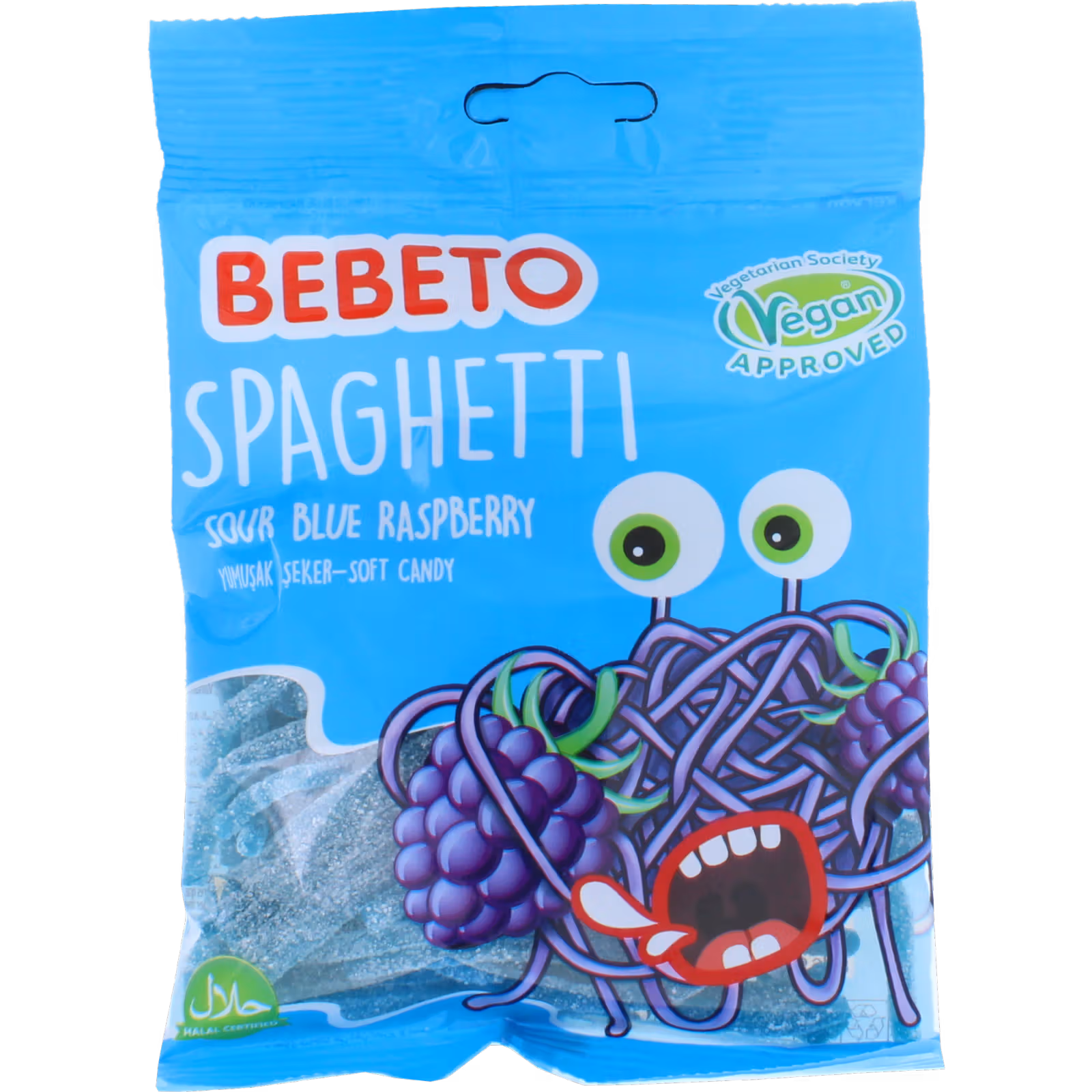 Blå Hallon Spagettigodis 70g - Bebeeto
