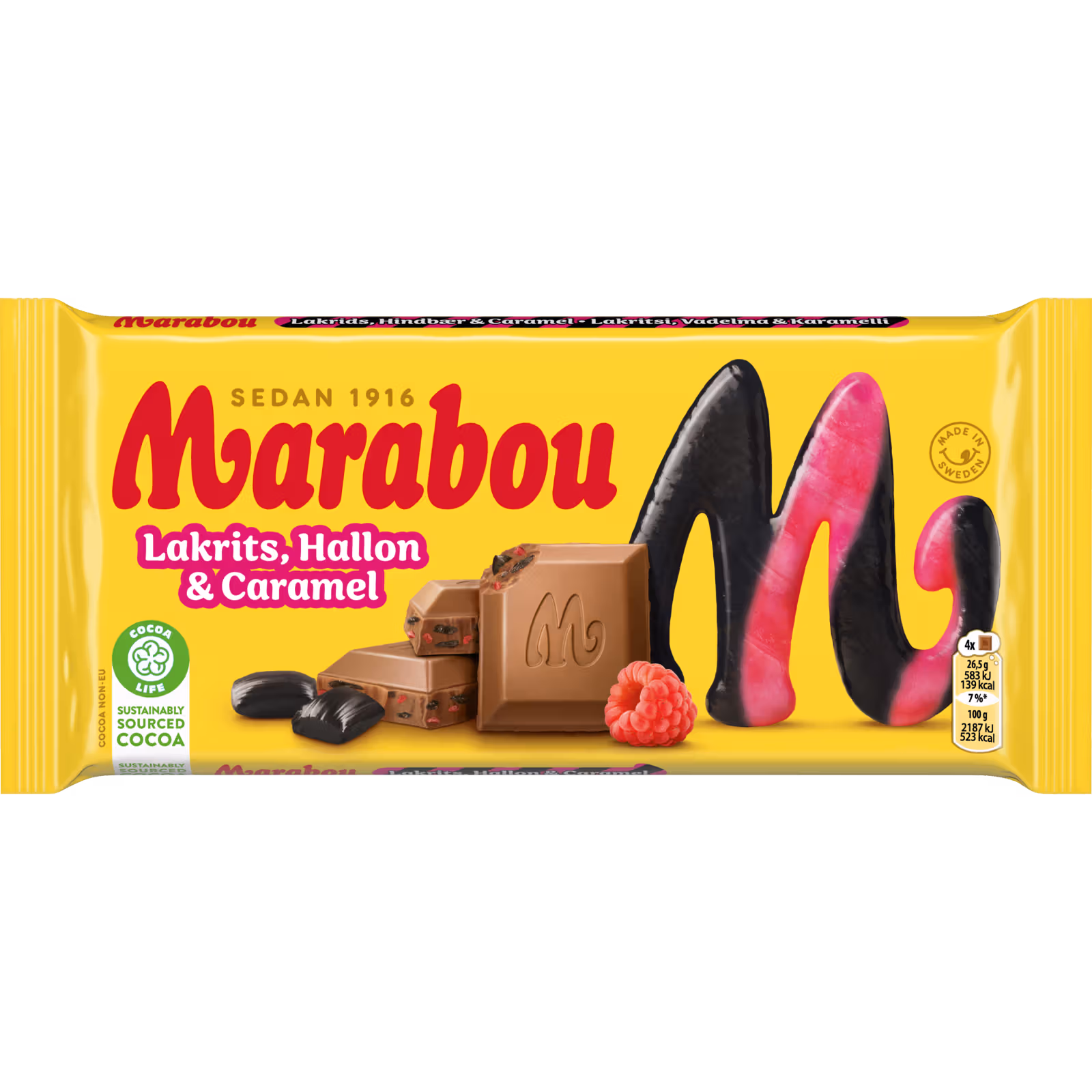 Marabou Mjölkchoklad Lakrits Hallon Karamell 185g