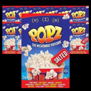 Popz Salted Microwave Popcorn 3x90g Pack of 12