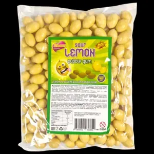 Sour Lemon Bubble Gum, Bulk 1kg Pack
