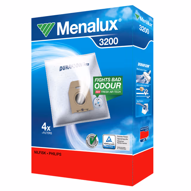 Menalux 3200 Dammsugarpåsar för Philips/Nilfisk 4-pack