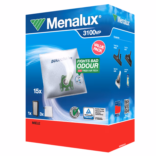 Menalux 3100 Dammsugarpåsar Miele S4/S6 Valuepack