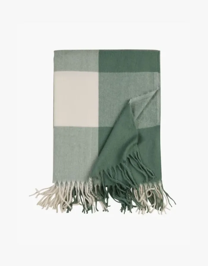 Stor Rutig Pläd i Grönt - Hemtextil