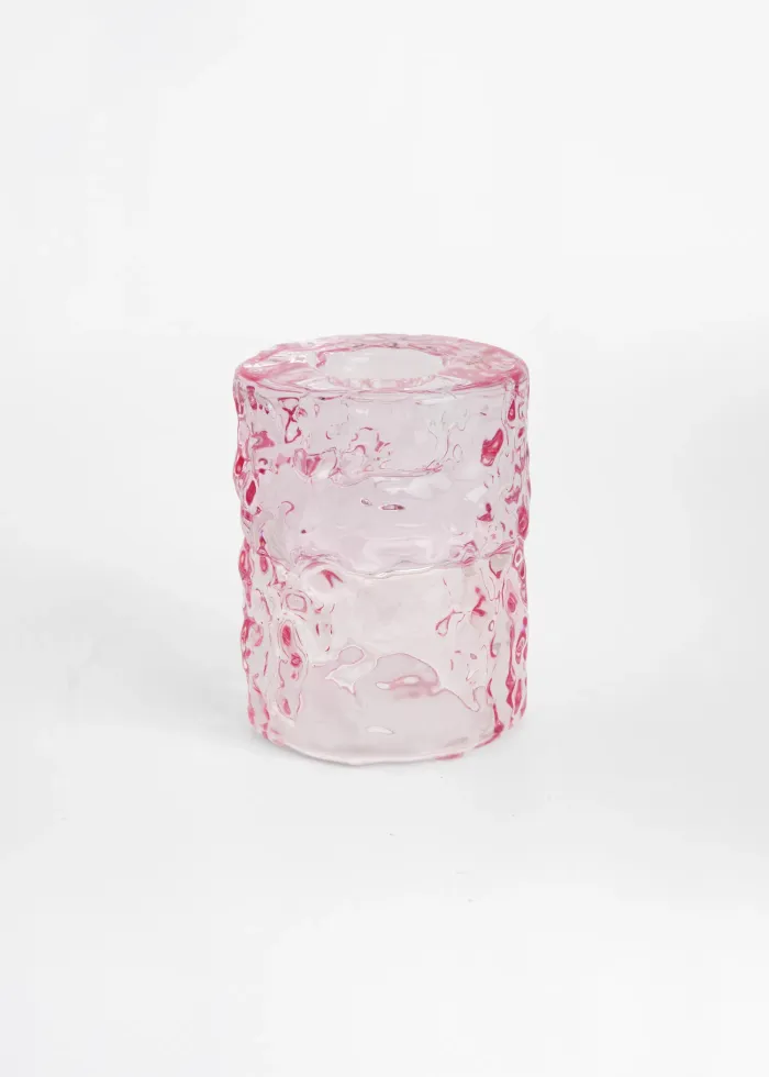 CLARA Vändbar Rosa Glas Ljusstake
