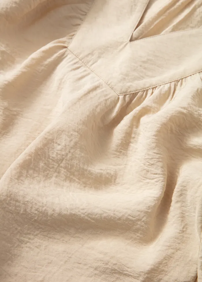 Allegra Beige Puff-Sleeve Blouse
