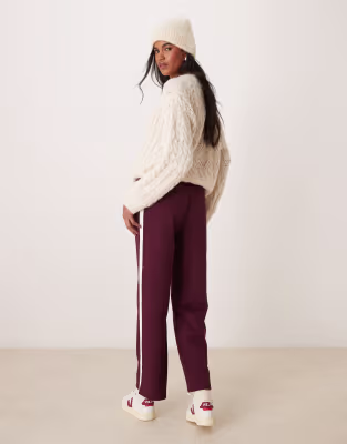 Eleganta Vinröda Joggingbyxor med Sidoränder