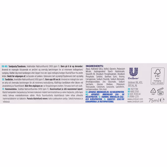 Zendium Sensitive Tandkräm, 75 ml