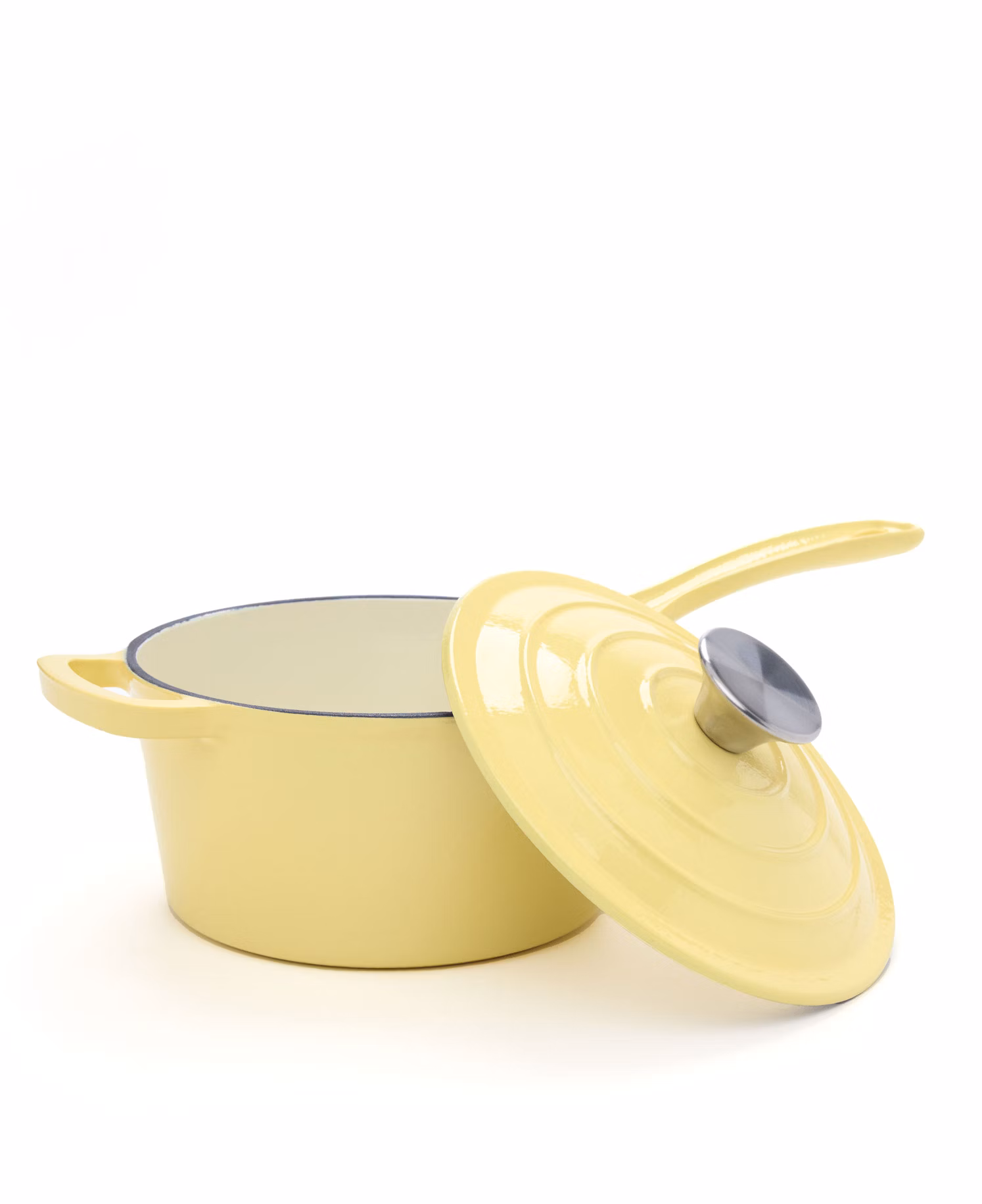 Elegant Jernverket Gjutjärnspanna med Lock - Gul