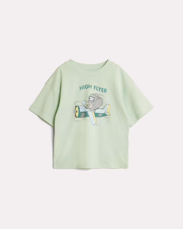 Unisex Ljusgrön Bomull T-shirt med Tryck