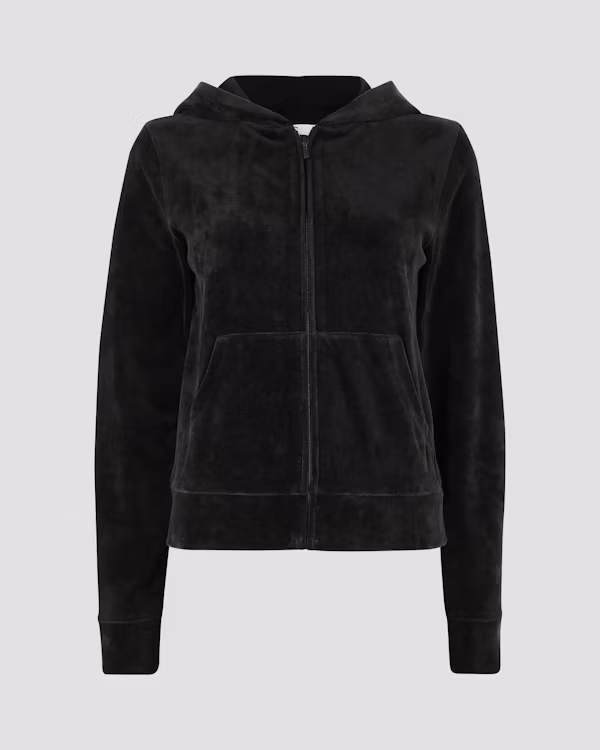 Svart Velour Hoodie för Damer