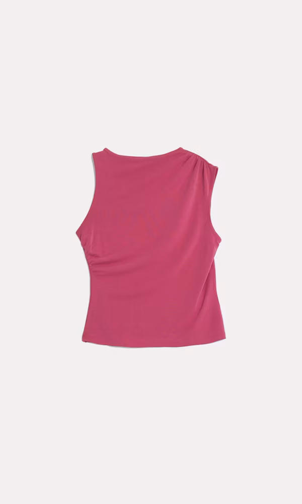 Elegant Rosa Draperad Blus för Damer