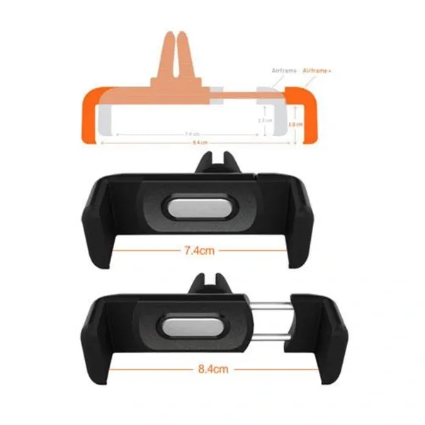 Mobilhållare Bil Ventilationsfäste 360° Rotation Svart
