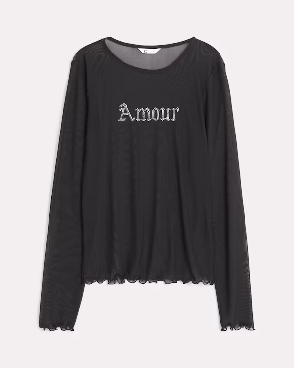 Svart Amour Mesh-Top för Damer