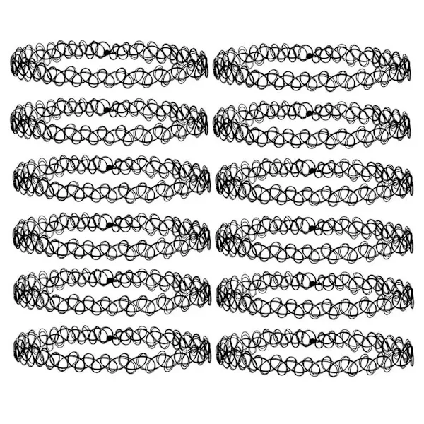 2-Pack Svart Choker Halsband, One Size
