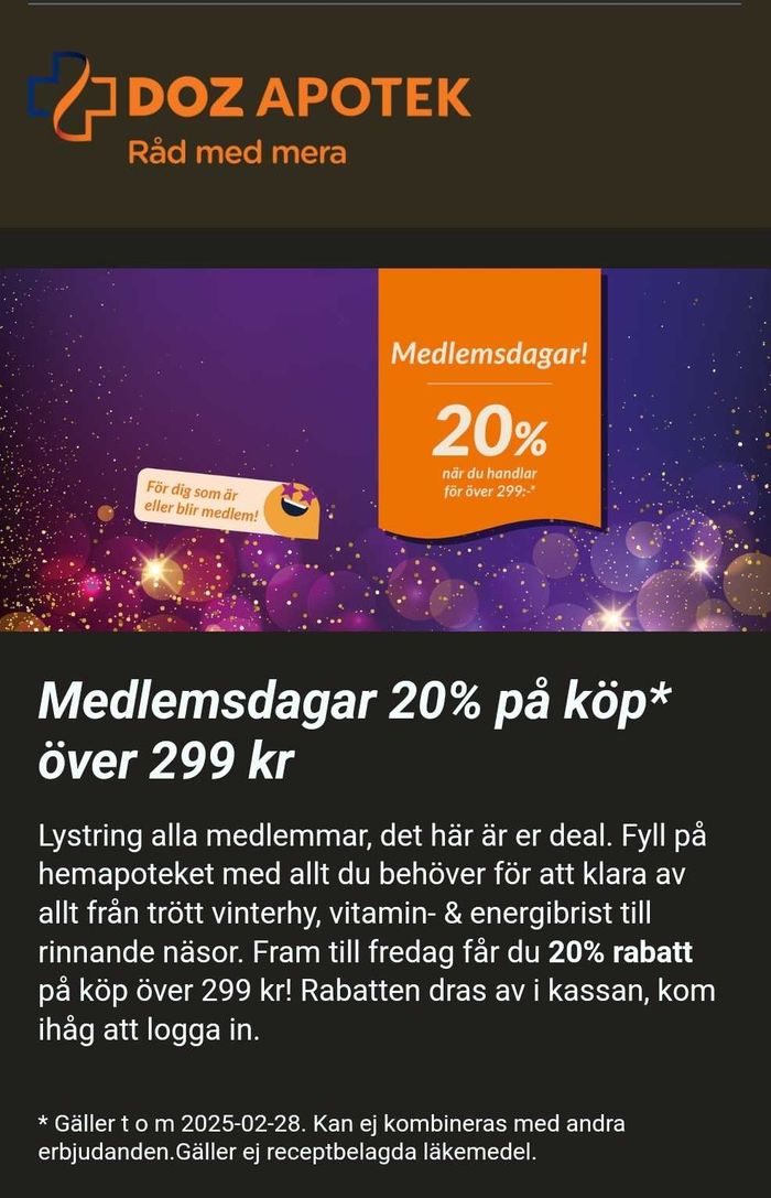 Doz Apotek - 20% rabatt vid köp över 299 kr