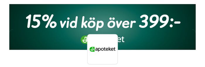 15% rabatt hos Apoteket.se vid köp över 399 kr