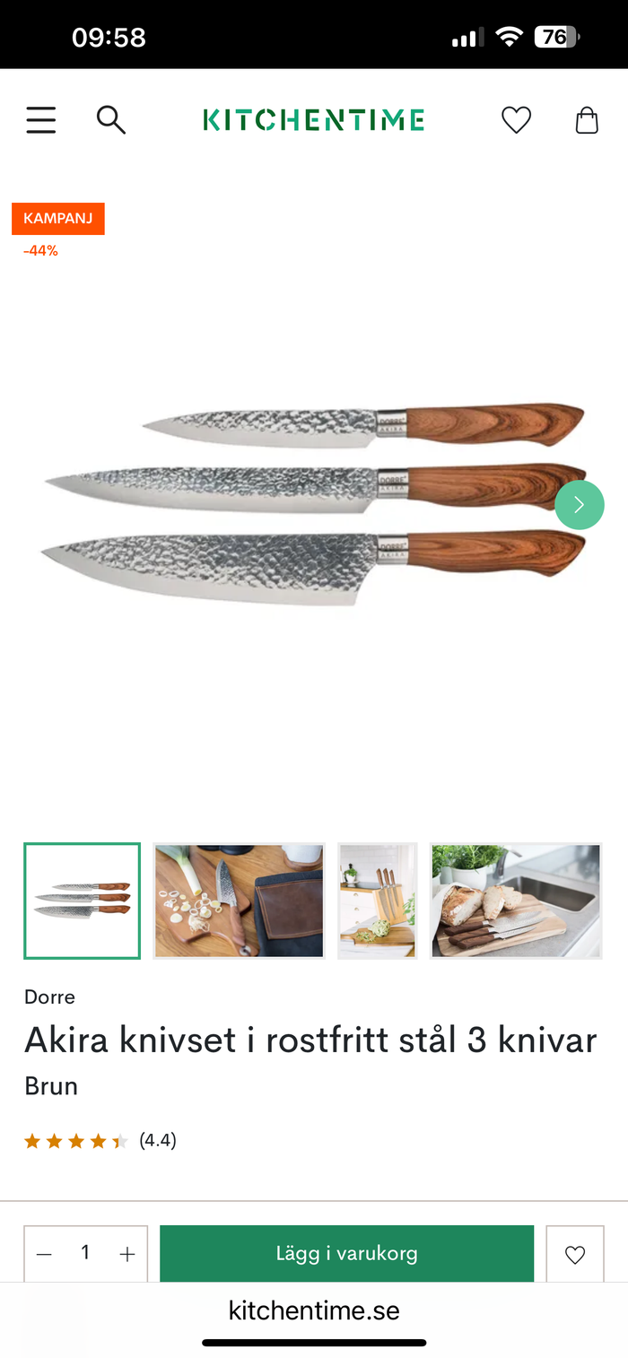 KITCHENTIME Dorre 3-delars Knivset 44% rabatt